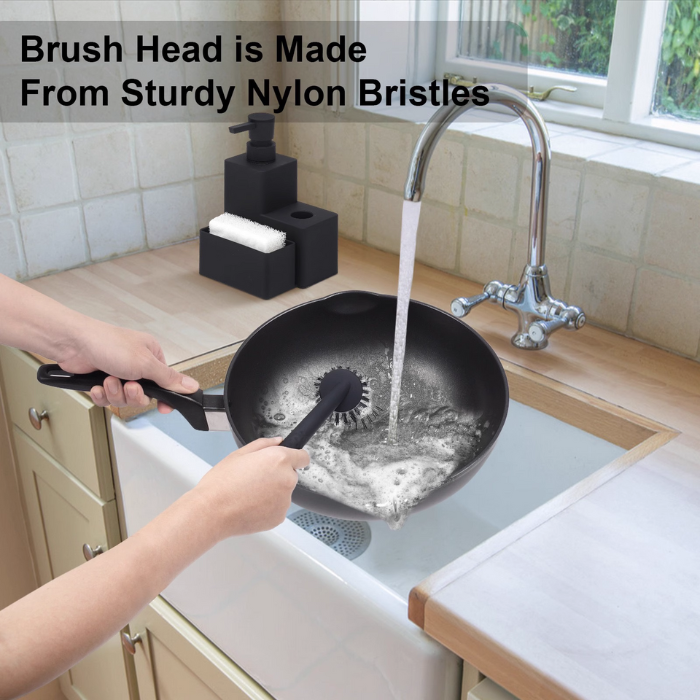 Marley Soap Dispenser and Sponge Holder / Washing Up Liquid Dispenser with Sponge Tray and Brush Holder