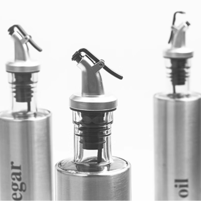 Elegant Stainless Steel Oil Dispenser, saucer jar, vinegar bottle, seasoning dispensing storage