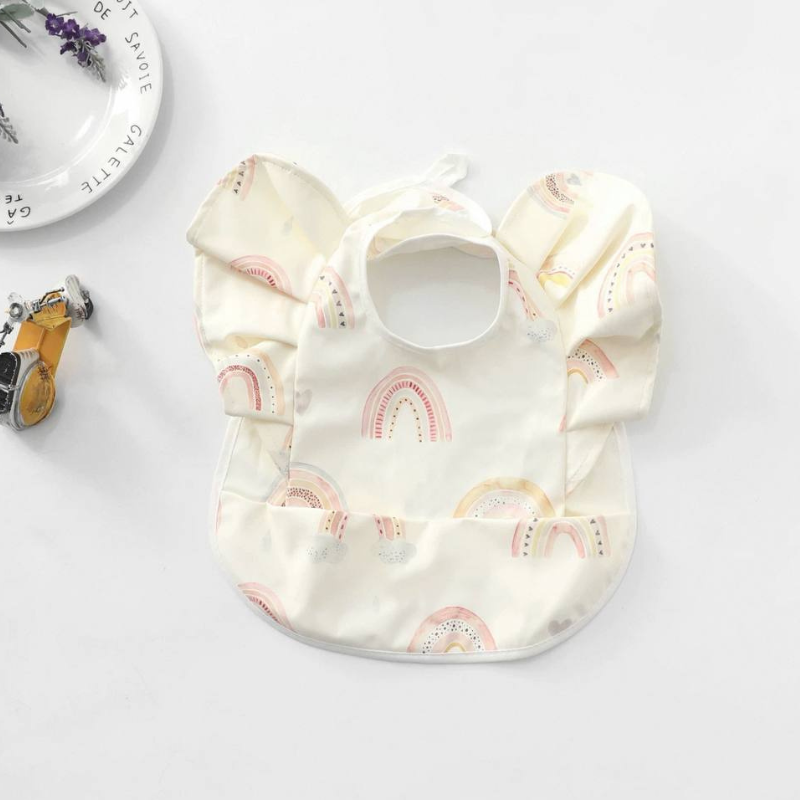 Waterproof Print Baby Bib / Toddler / Ruffle / Silicone with Catch Pocket / Patterned