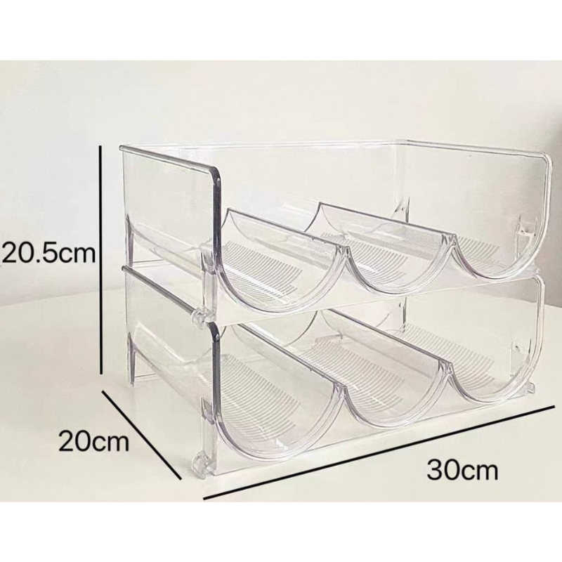 Transparent Water Bottle Storage Rack – Stackable Organizer for Kitchen, Pantry, Fridge