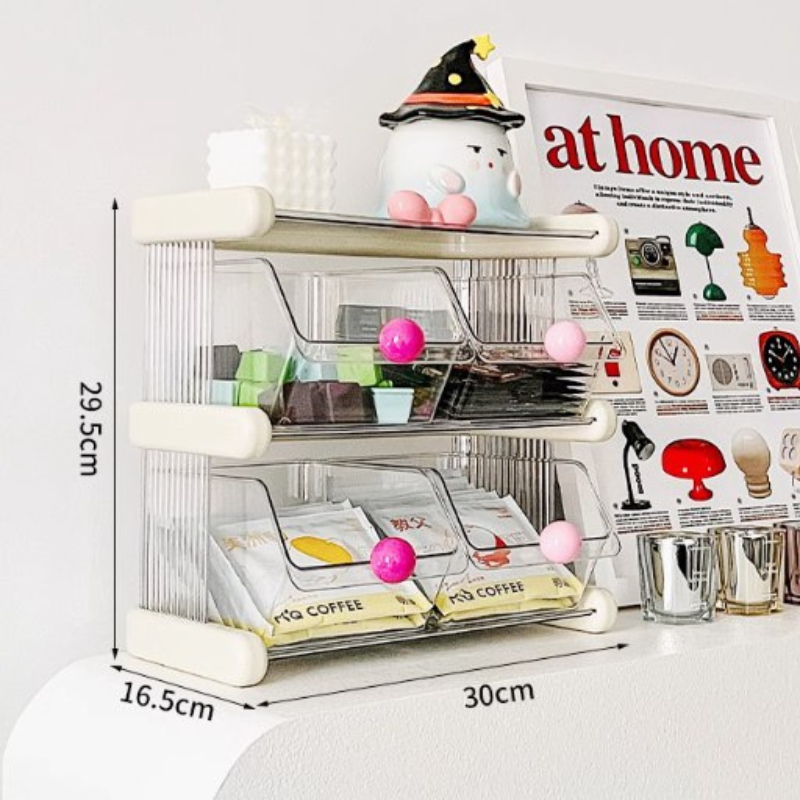 Multi-Compartment Storage Rack – Organizer for Tea Bags, Coffee Pods, Pantry Essentials & More | Ideal for Kitchen, Coffee Station, or Pantry Use