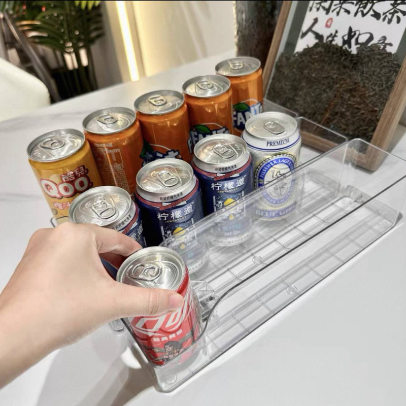 Can Drink Organizer for Fridge – Rolling & Spring-Loaded Models | Space-Saving Beverage Storage Rack Refrigerator drinks organiser