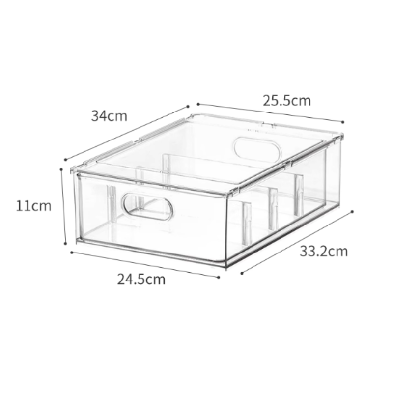 Aesthetic Kitchen Storage Box for Under-Sink, Pantry & Countertop Organization – Stackable Clear Refrigerator Storage Drawer – Fridge Organizer with Pull-Out Drawer