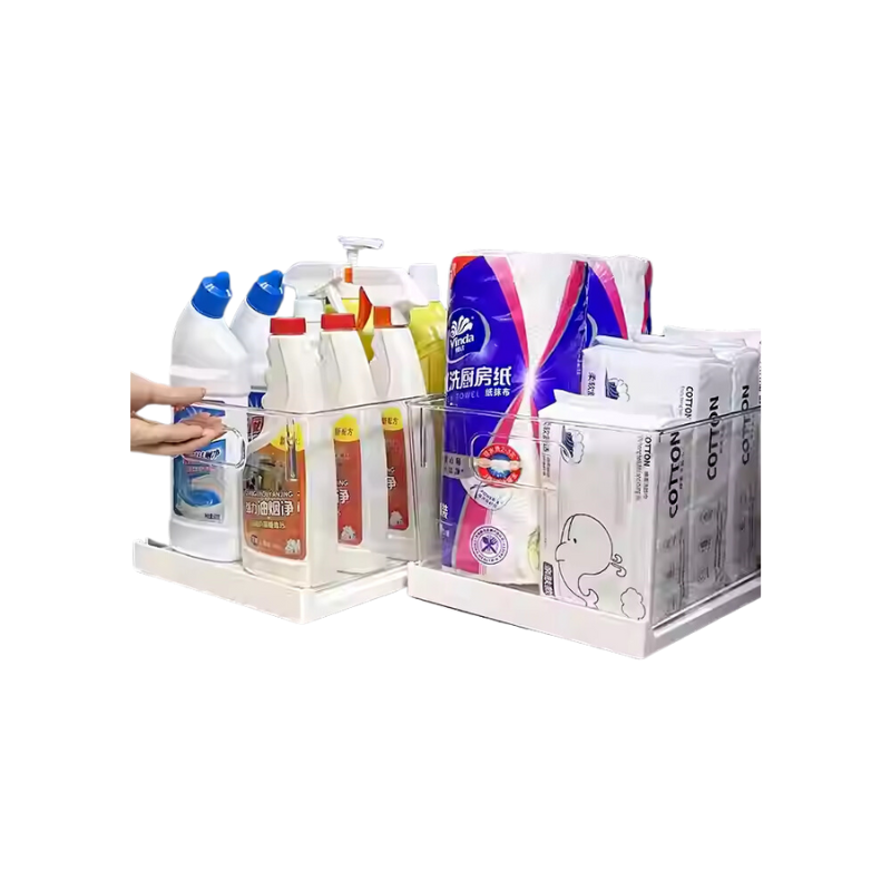 Pull out sliding racks storage box organiser / bathroom kitchen vanity sink