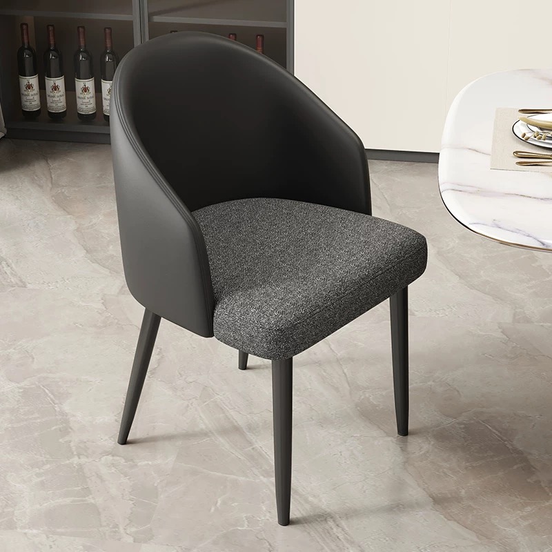 Modern dining chairs with leather backrest and big seat cushion