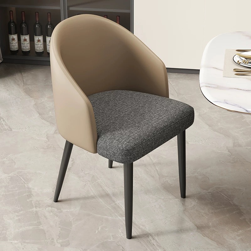 Modern dining chairs with leather backrest and big seat cushion