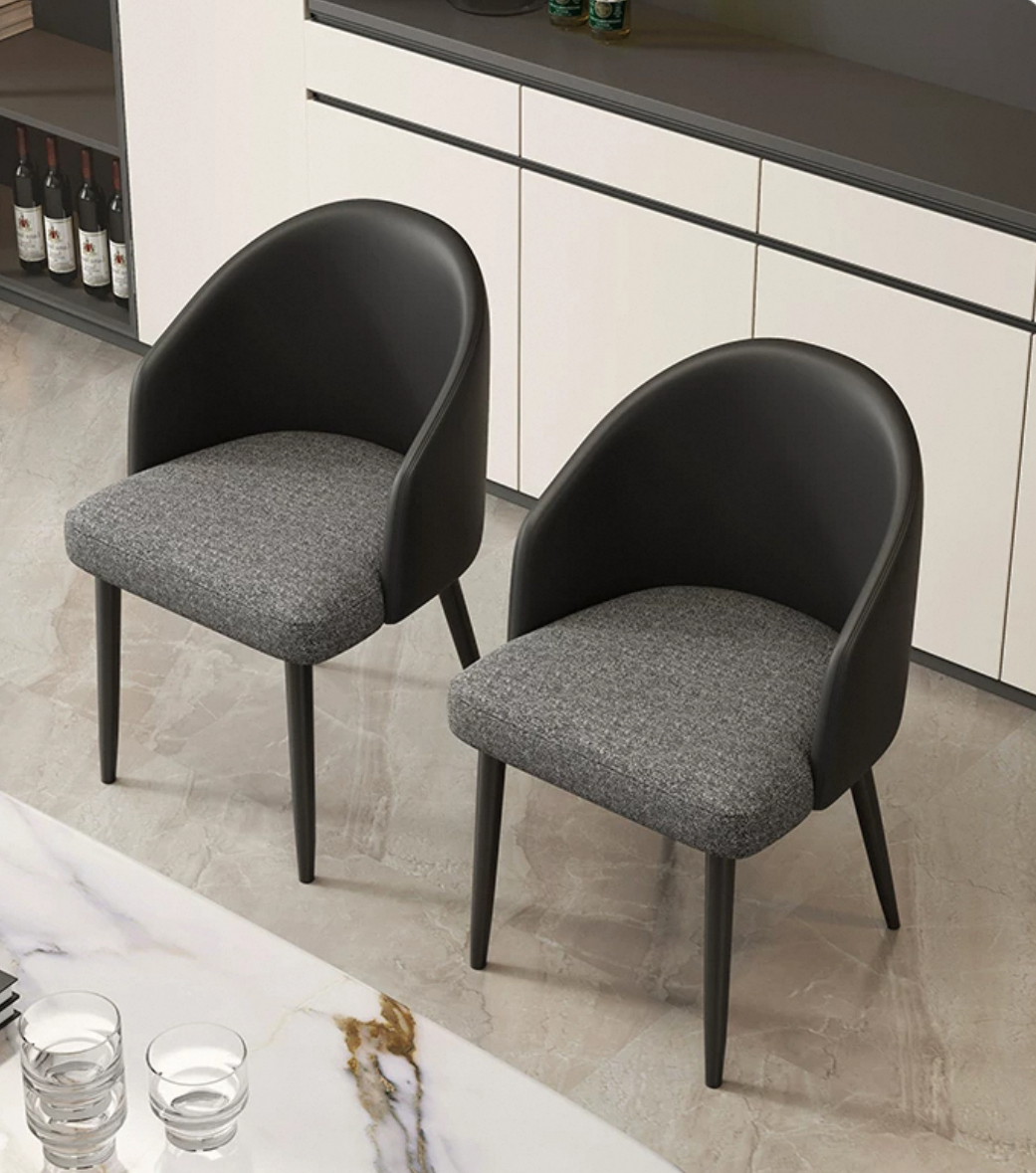 Modern dining chairs with leather backrest and big seat cushion