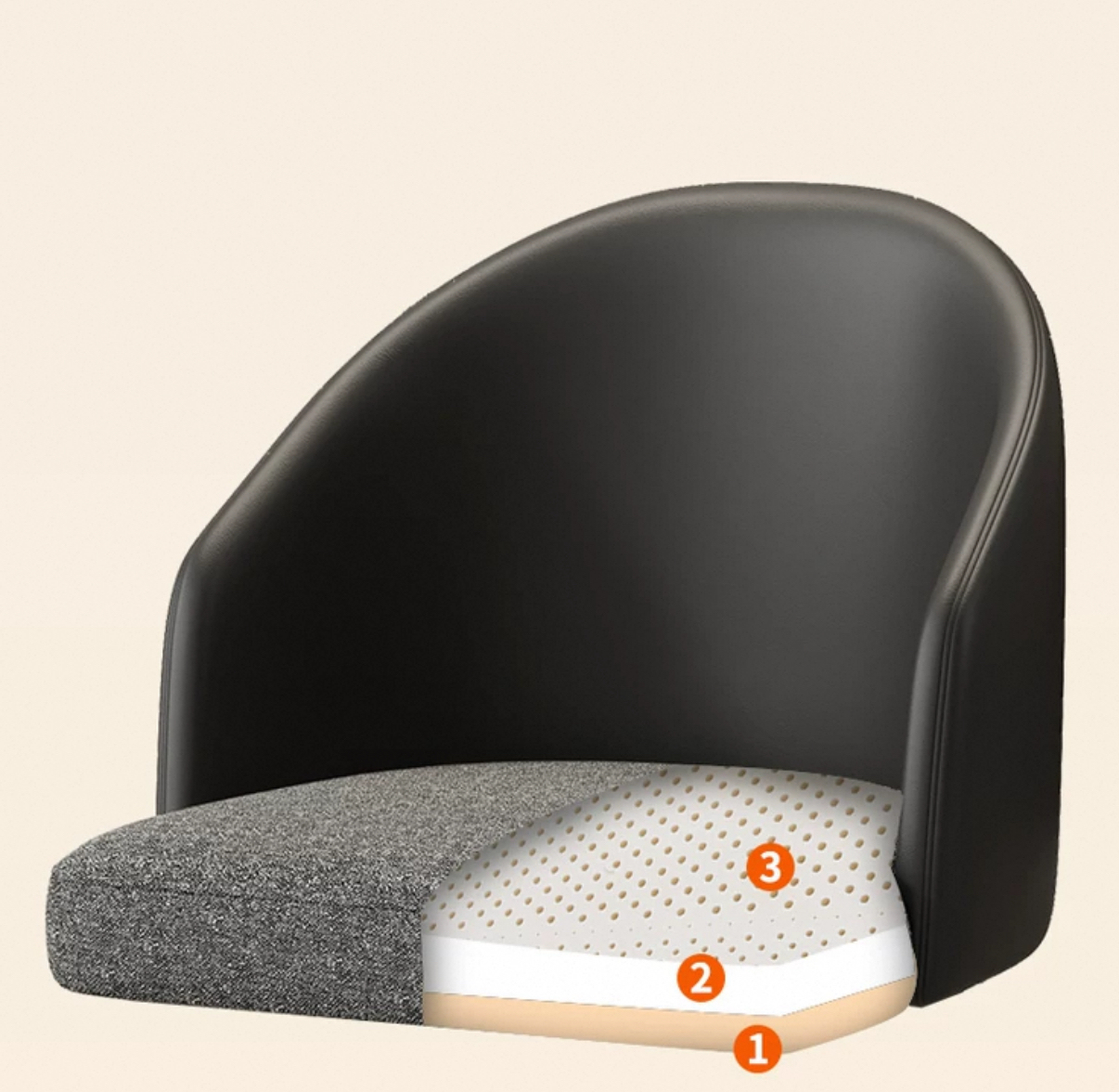 Modern dining chairs with leather backrest and big seat cushion