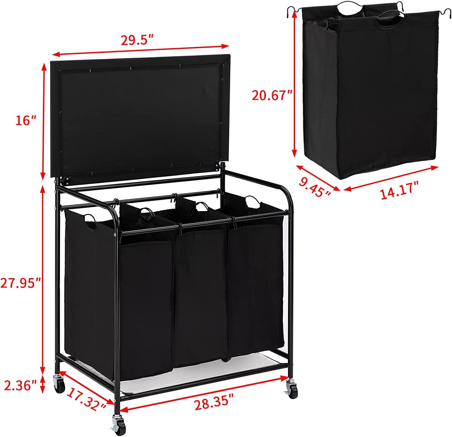 Holly Movable Laundry Sorter basket with Folding & ironing board station
