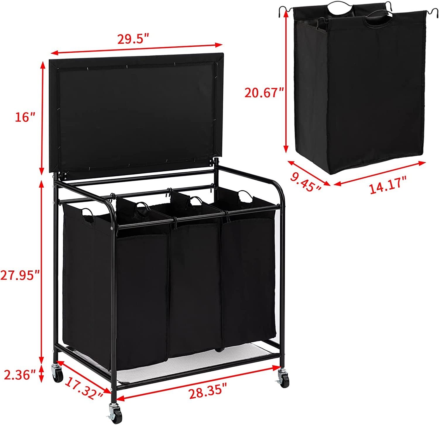 Holly Movable Laundry Sorter basket with Folding & ironing board station