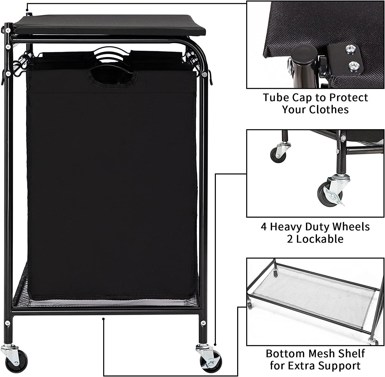 Holly Movable Laundry Sorter basket with Folding & ironing board station