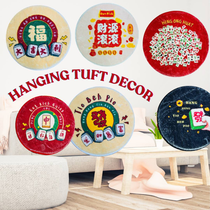 CNY Tufted Wall Hanging Mat / New Year / HUAT MAHJONG / home decor gifts ornaments