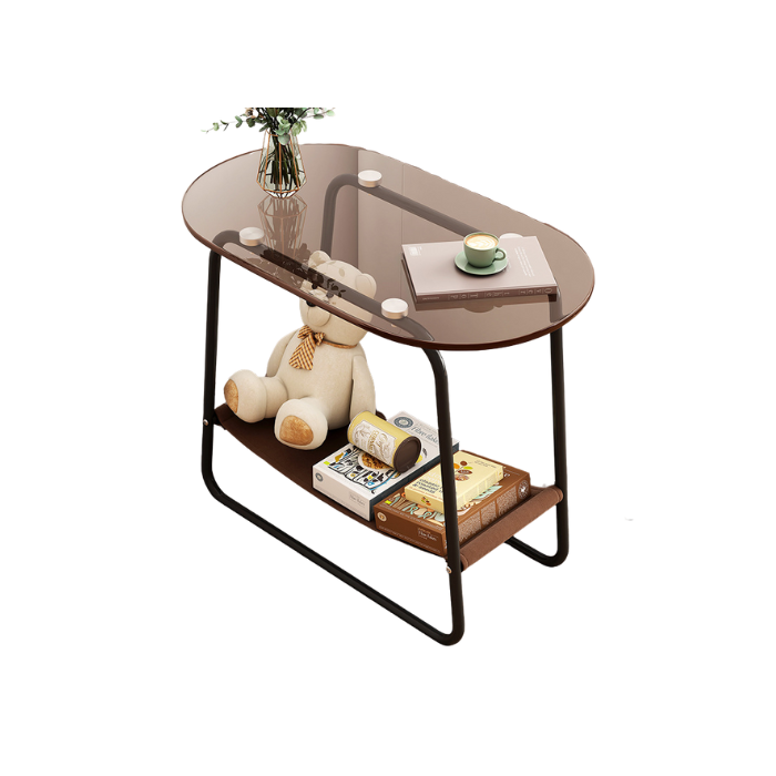 Oliver Glass Coffee Table with base pocket storage