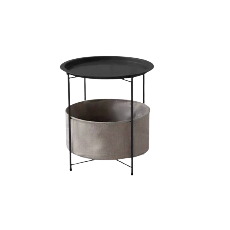 Marble Series Side Coffee Table with Grey Basket