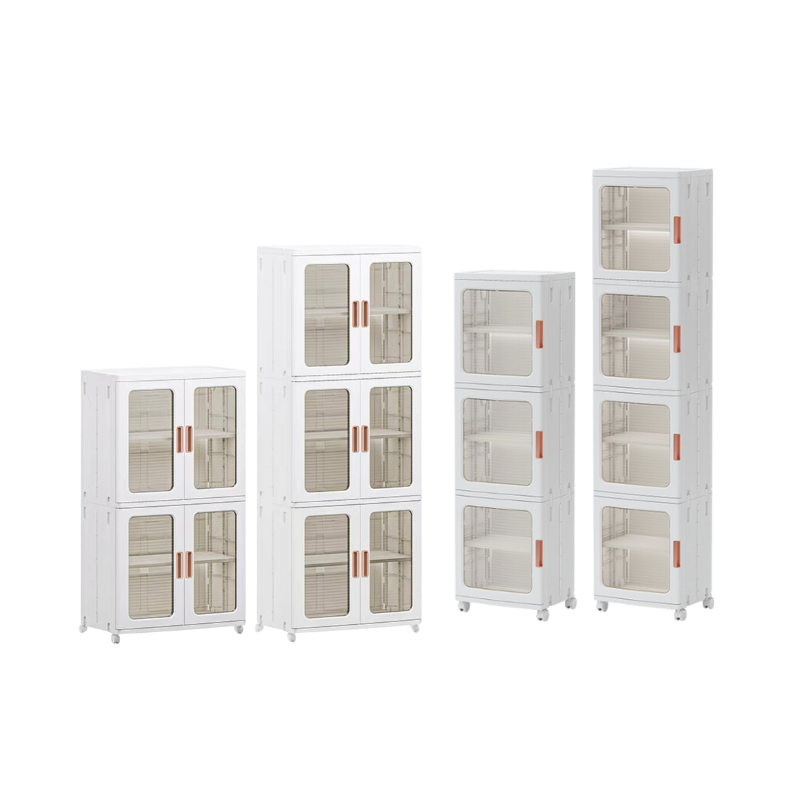 Slim storage cabinet with wheels / plastic container box / home organiser