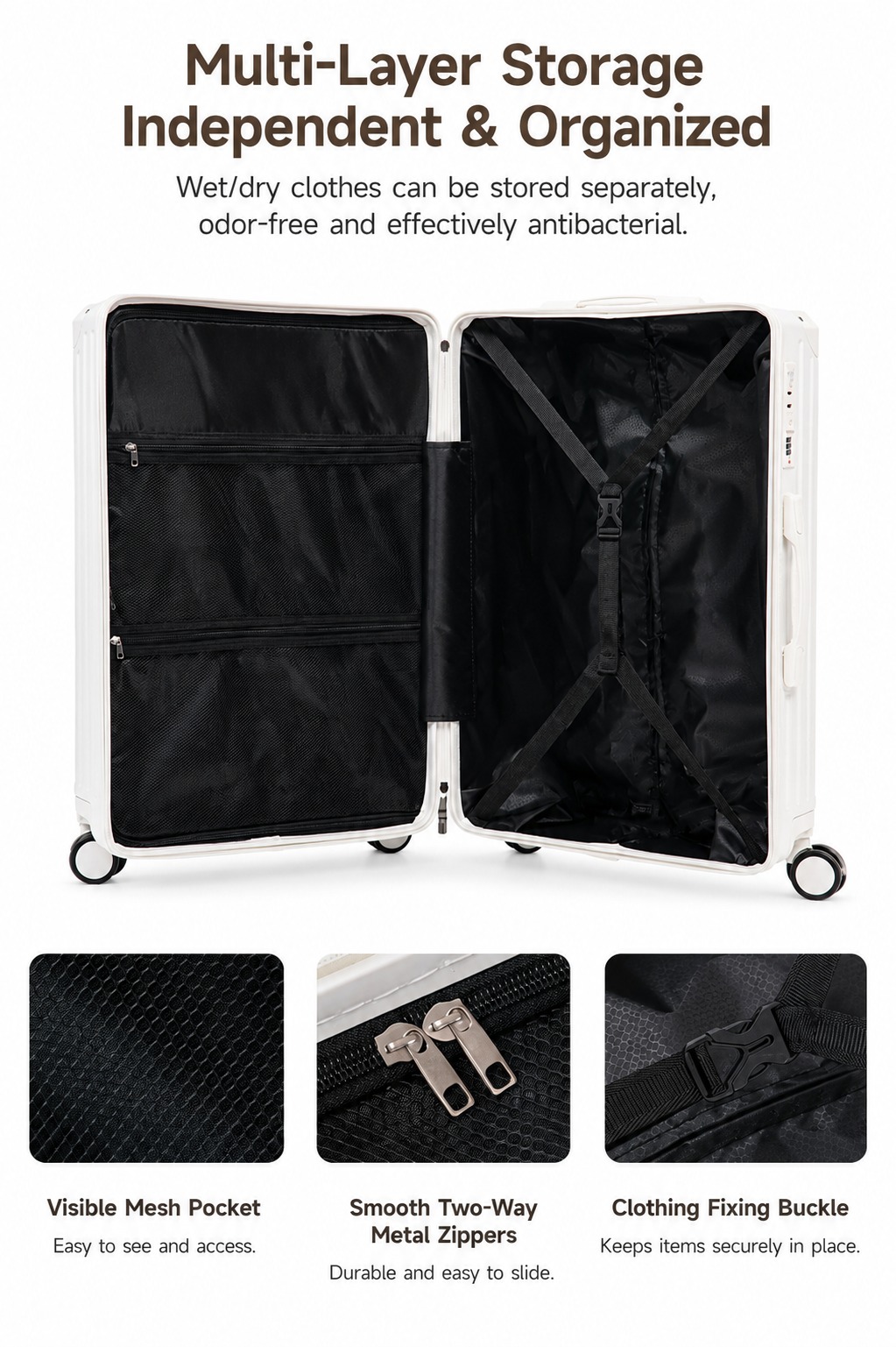 Hard Shell Travel Luggage with TSA Lock, USB & Type-C Charging Port, Cup Holder, Phone Stand, Spinner Wheels Travel Suitcase