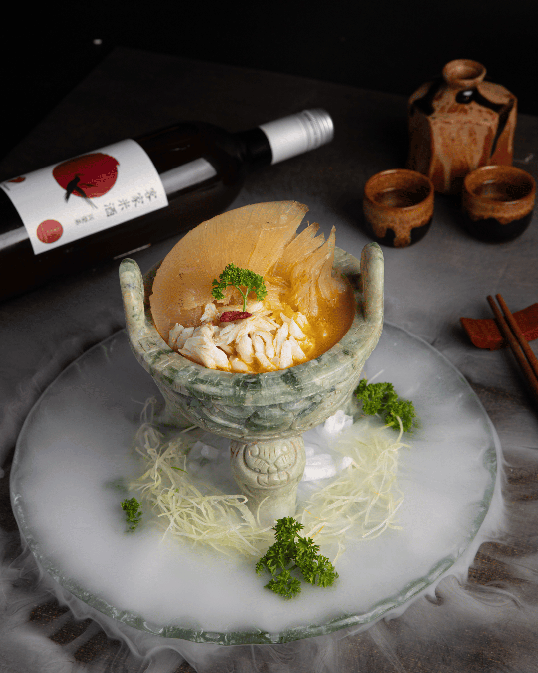 Shark fin soup, Hakka style shark fin soup with rice wine. 客家玉厨、客家米酒、新加坡米酒、鲨鱼羹。
