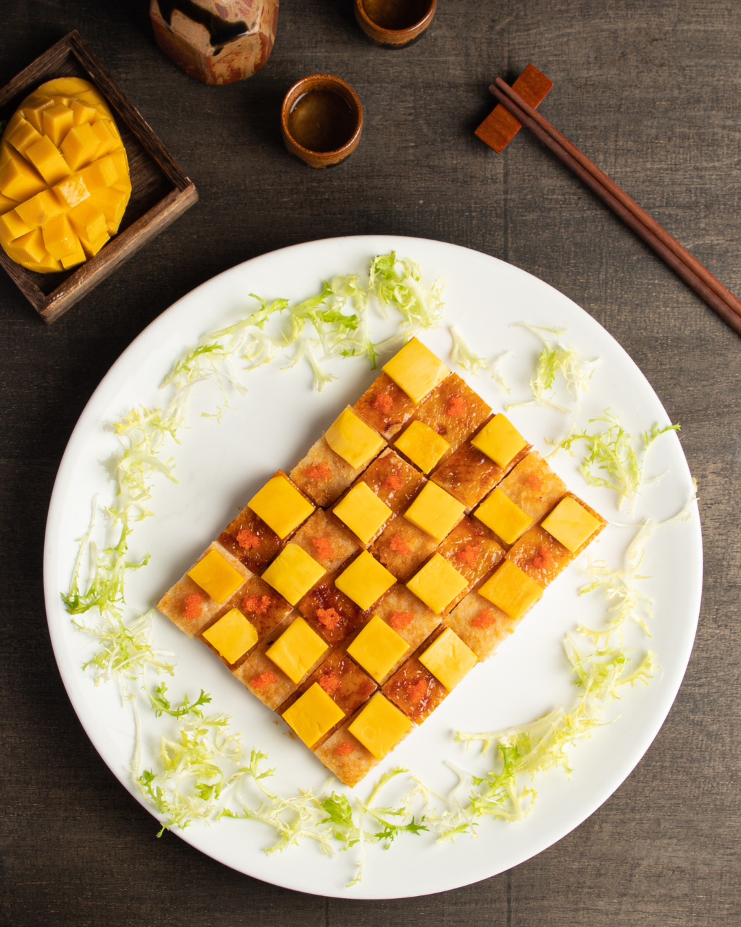 Mango shortbread infused with Hakka Imperial Kitchen's rice wine, mango dessert, mango cake, 芒果酥。