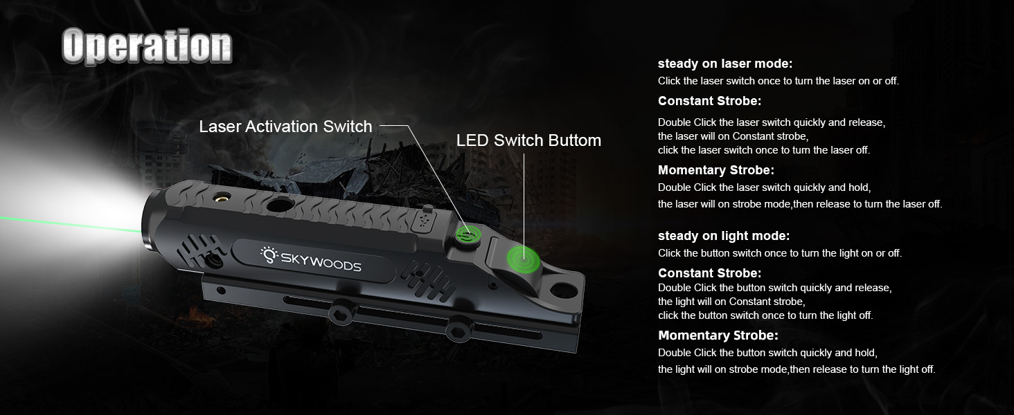 Skywoods - Tactical Rifle Light + Green Laser (750lu) (RL750G)