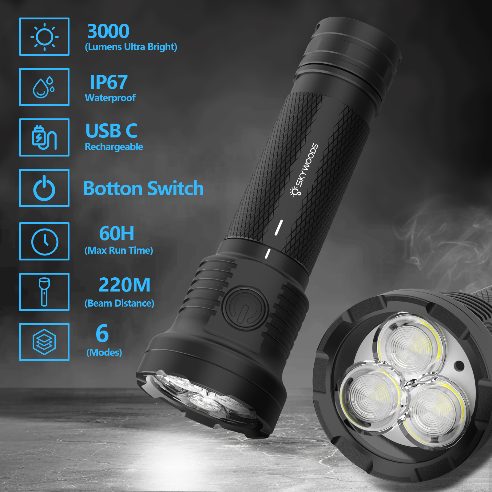 Skywoods - Outdoor Flashlight (3000lu) (OL3000)