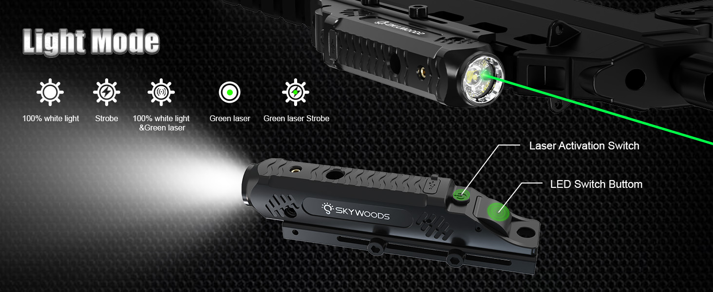 Skywoods - Tactical Rifle Light + Green Laser (750lu) (RL750G)