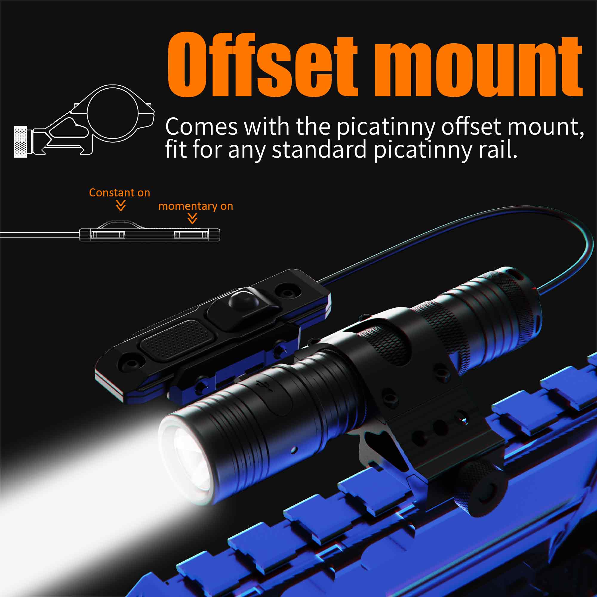 Skywoods - Tactical Rifle Light + Remote (1200lu) (RL1200)