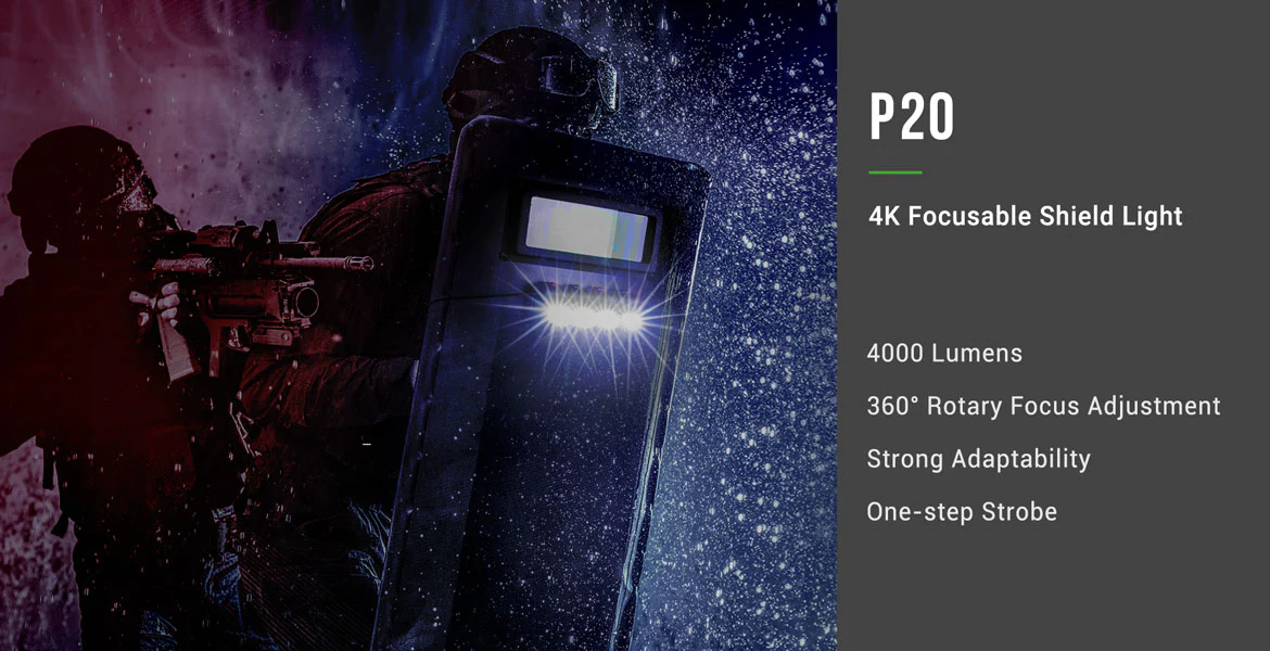 Nextorch - P20 4K 4000lu Focusable Riot Shield Light