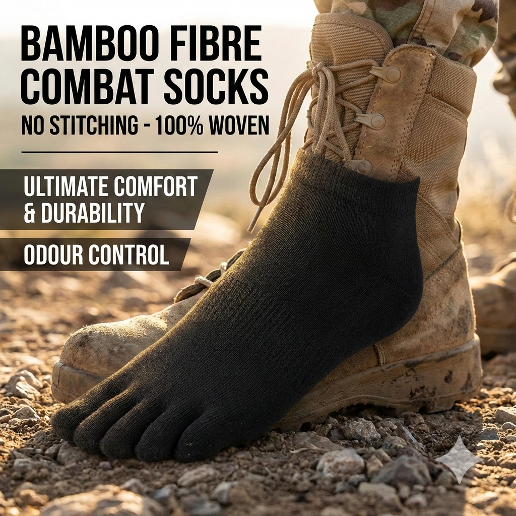 Black Stealth - Tactical Anti-Heat Toe Socks for Boots  (High Cut) V2 (1 Pair)