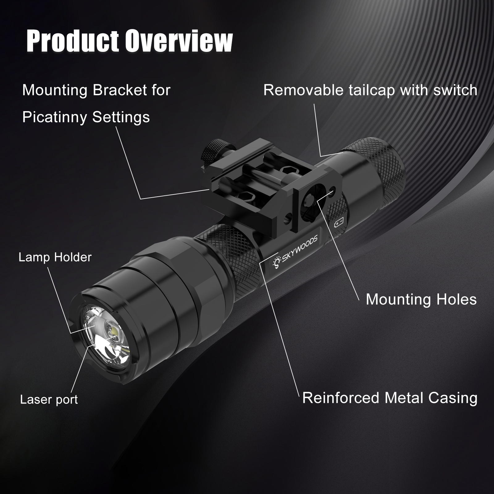 Skywoods - Tactical Rifle Light + Green Laser (900lu) (RL900G)