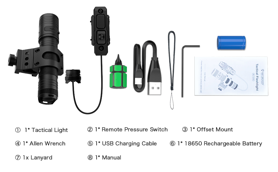 Skywoods - Tactical Rifle Light + Remote (1200lu) (RL1200)