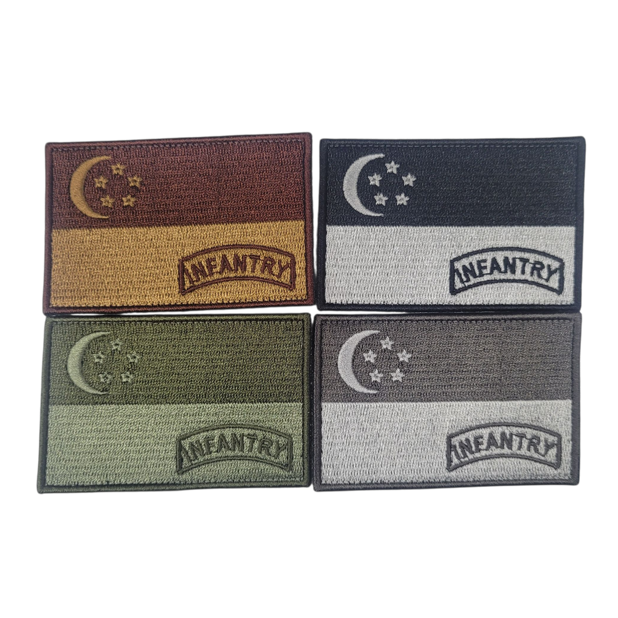 Singapore Flag Infantry Embroidered Velcro Morale Patch - Singapore Series