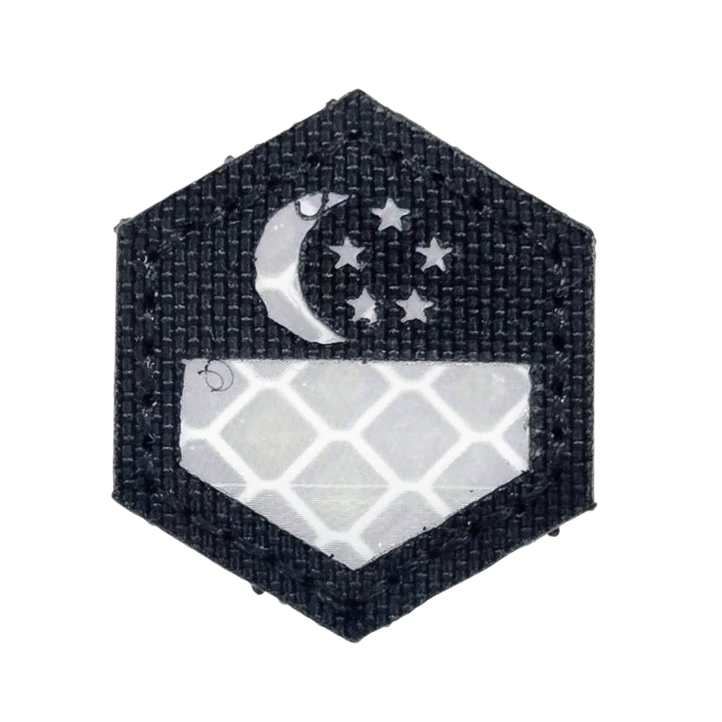 Laser Cut Patch - Singapore Hexagon (Black Reflective)