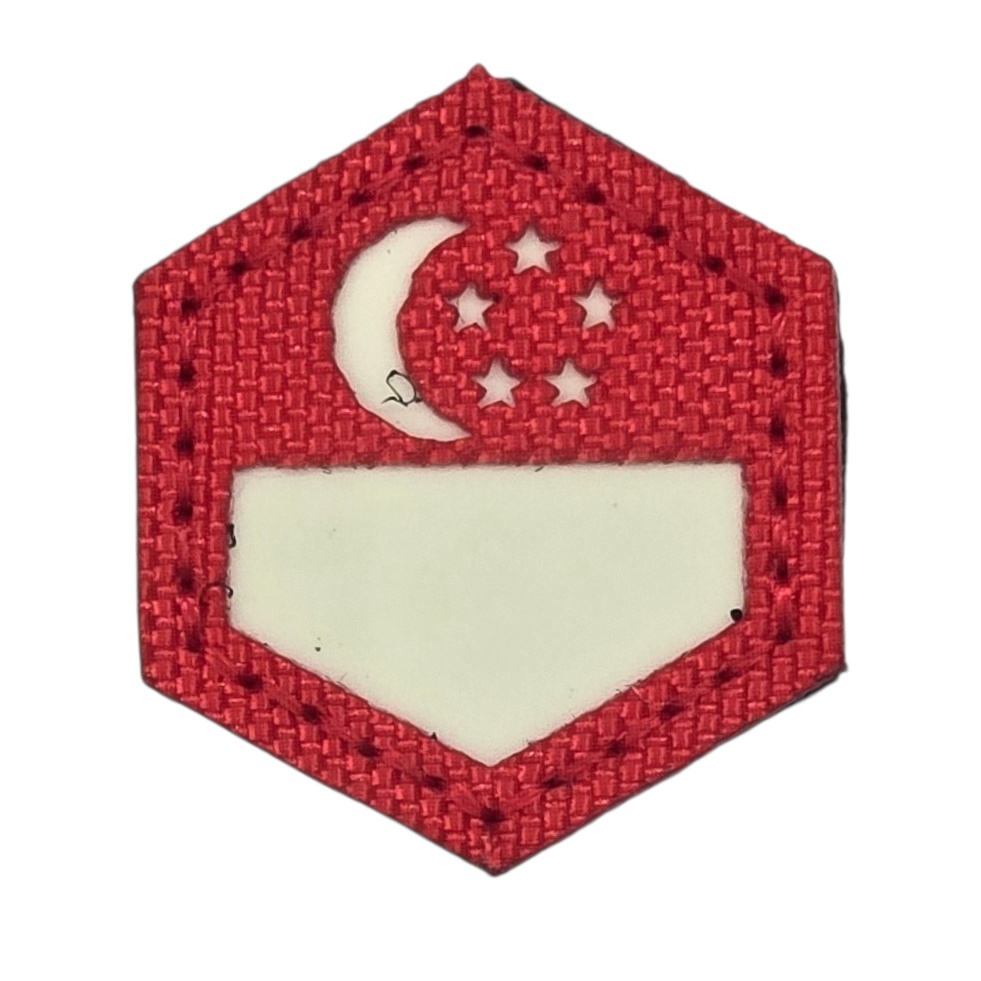 Laser Cut Patch - Singapore Hexagon (Red Glow)