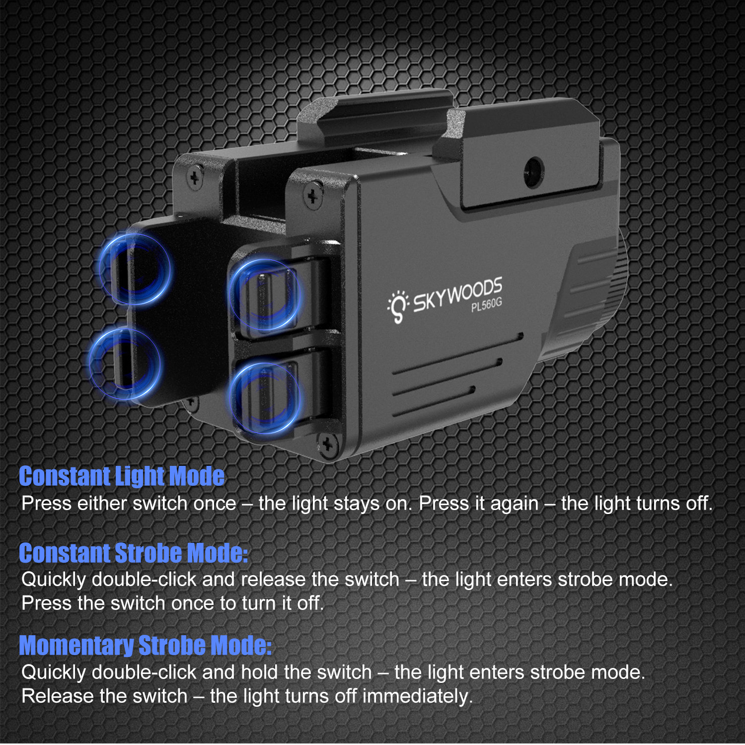 Skywoods - Tactical Pistol Light (560lu) + Green Laser (PL560G)