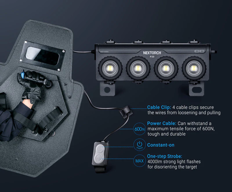 Nextorch - P20 4K 4000lu Focusable Riot Shield Light