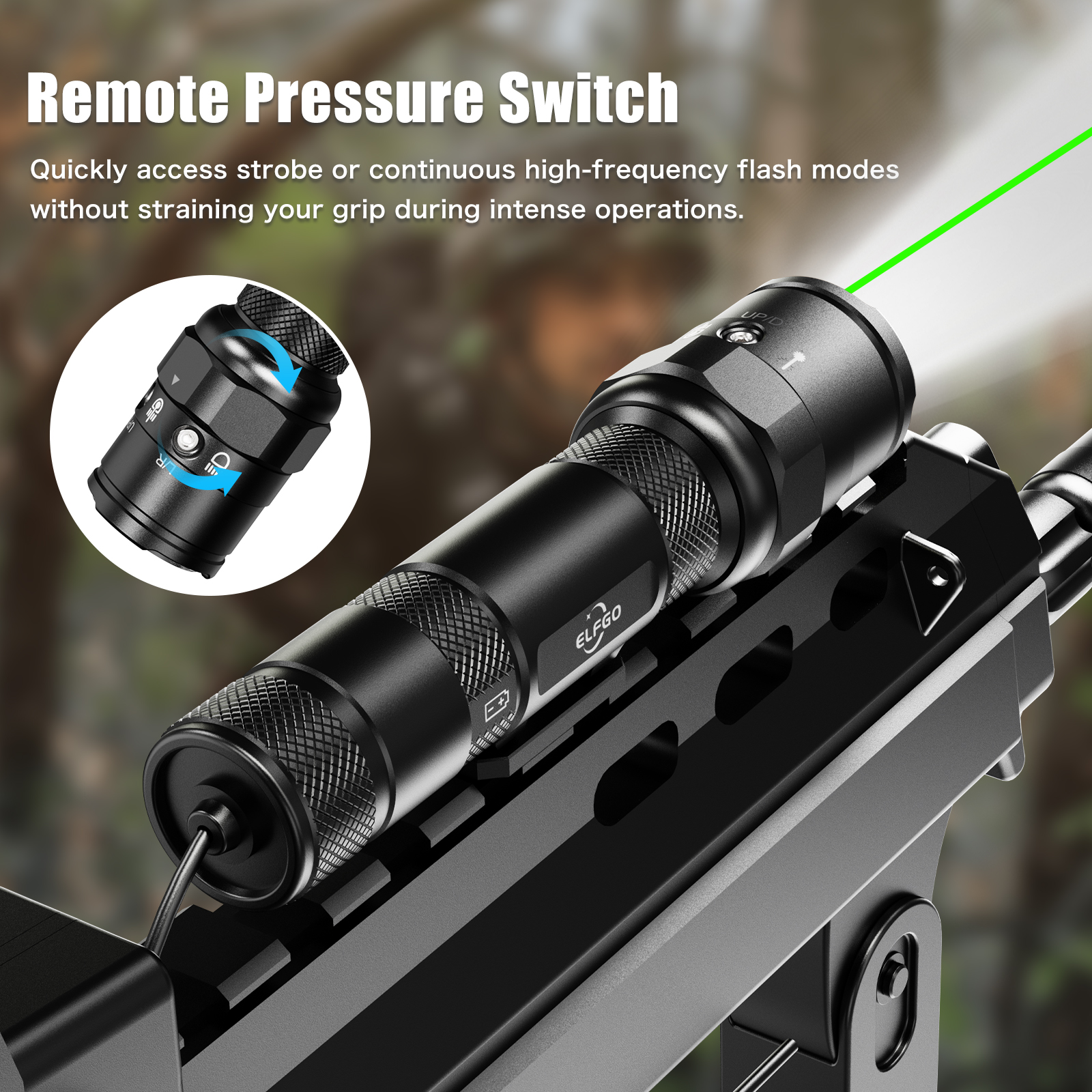 Skywoods - Tactical Rifle Light + Green Laser (900lu) (RL900G)