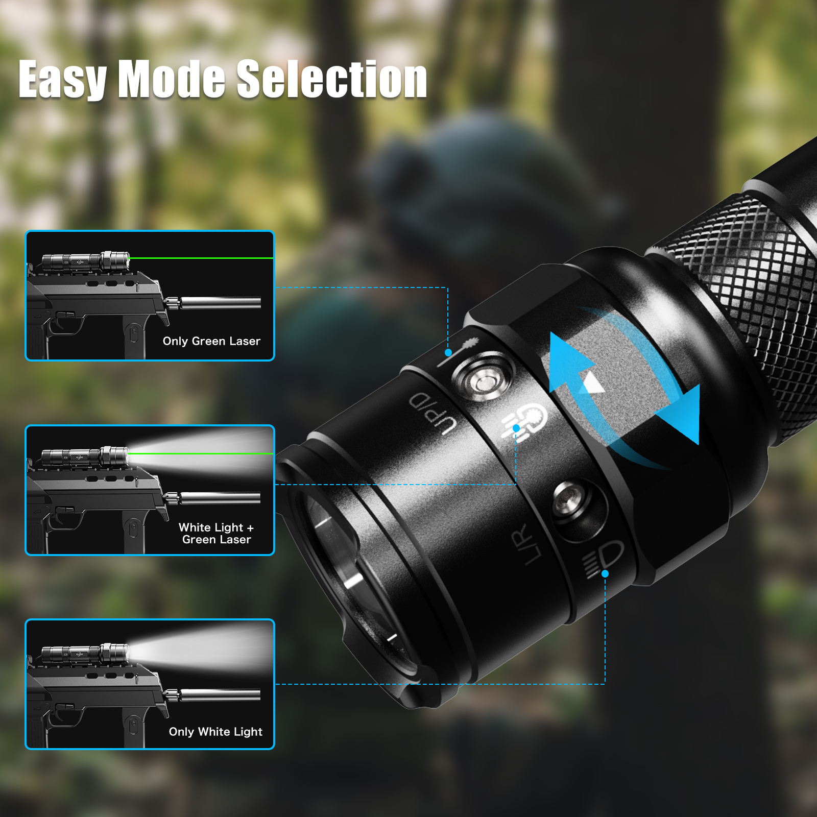 Skywoods - Tactical Rifle Light + Green Laser (900lu) (RL900G)