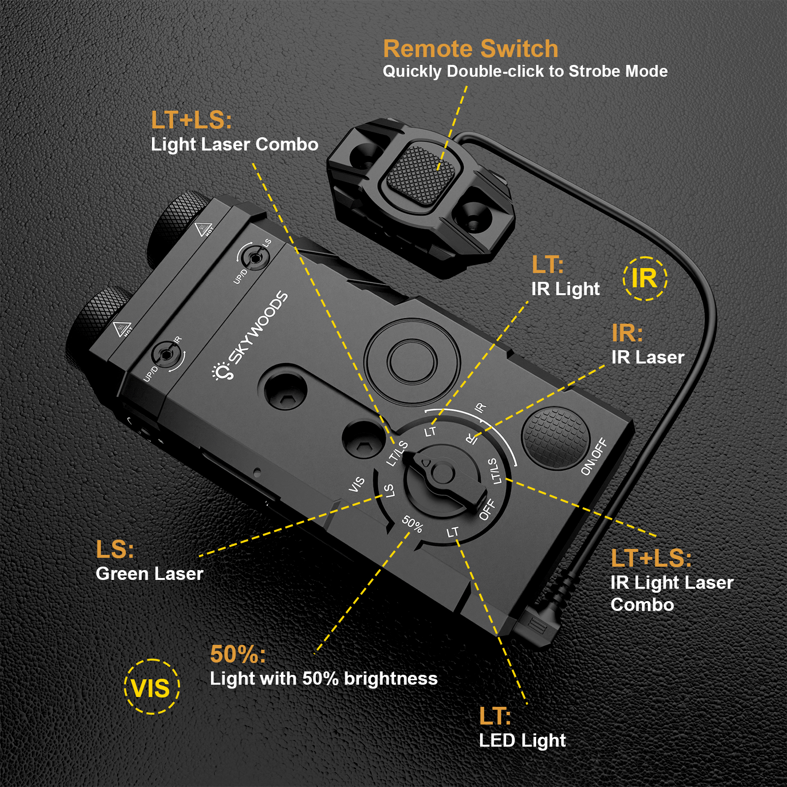 Skywoods - Tactical Rifle Light + Green Laser (1350lu) (RL1350)