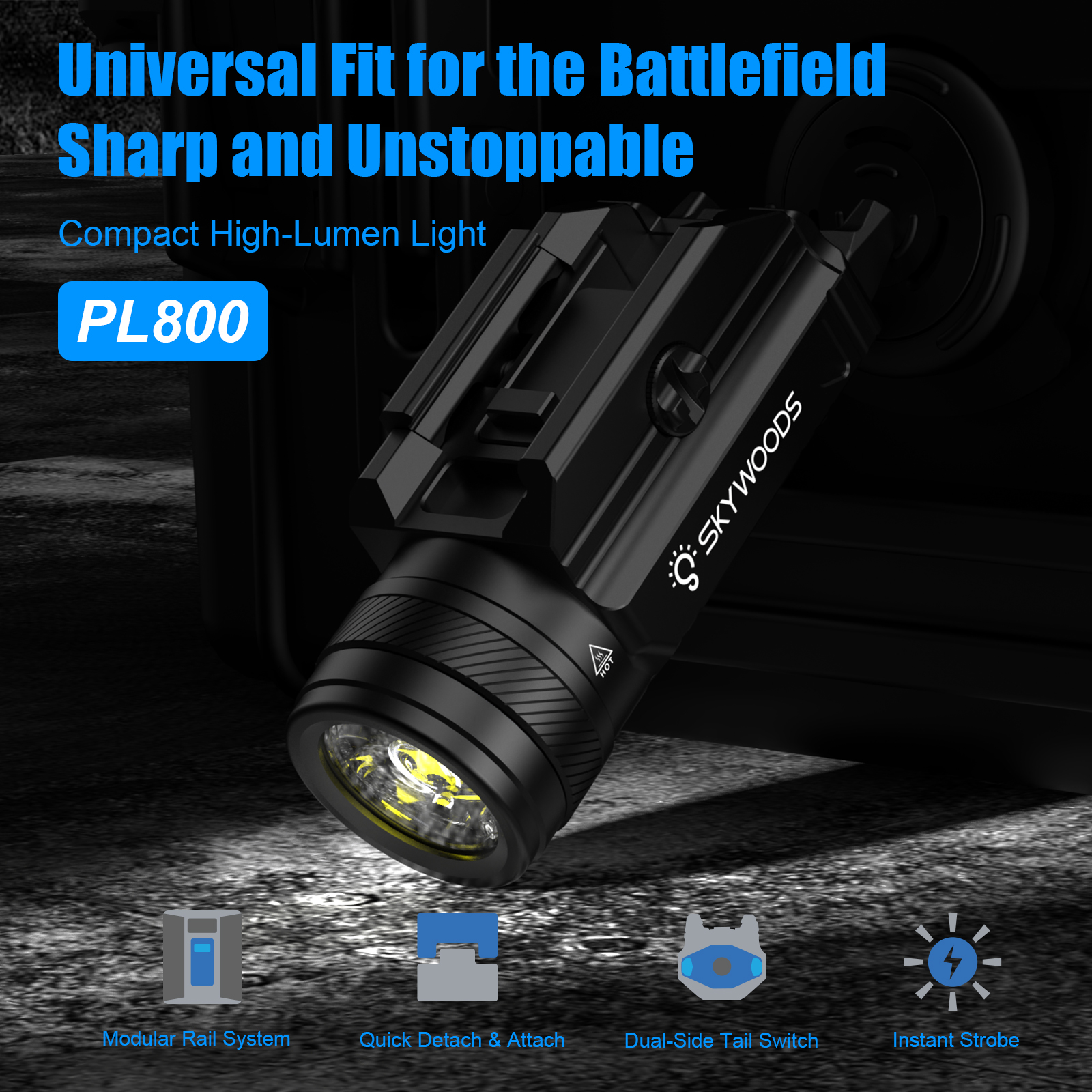 Skywoods - Tactical Pistol Light + Green Laser (800lu) (PL800)