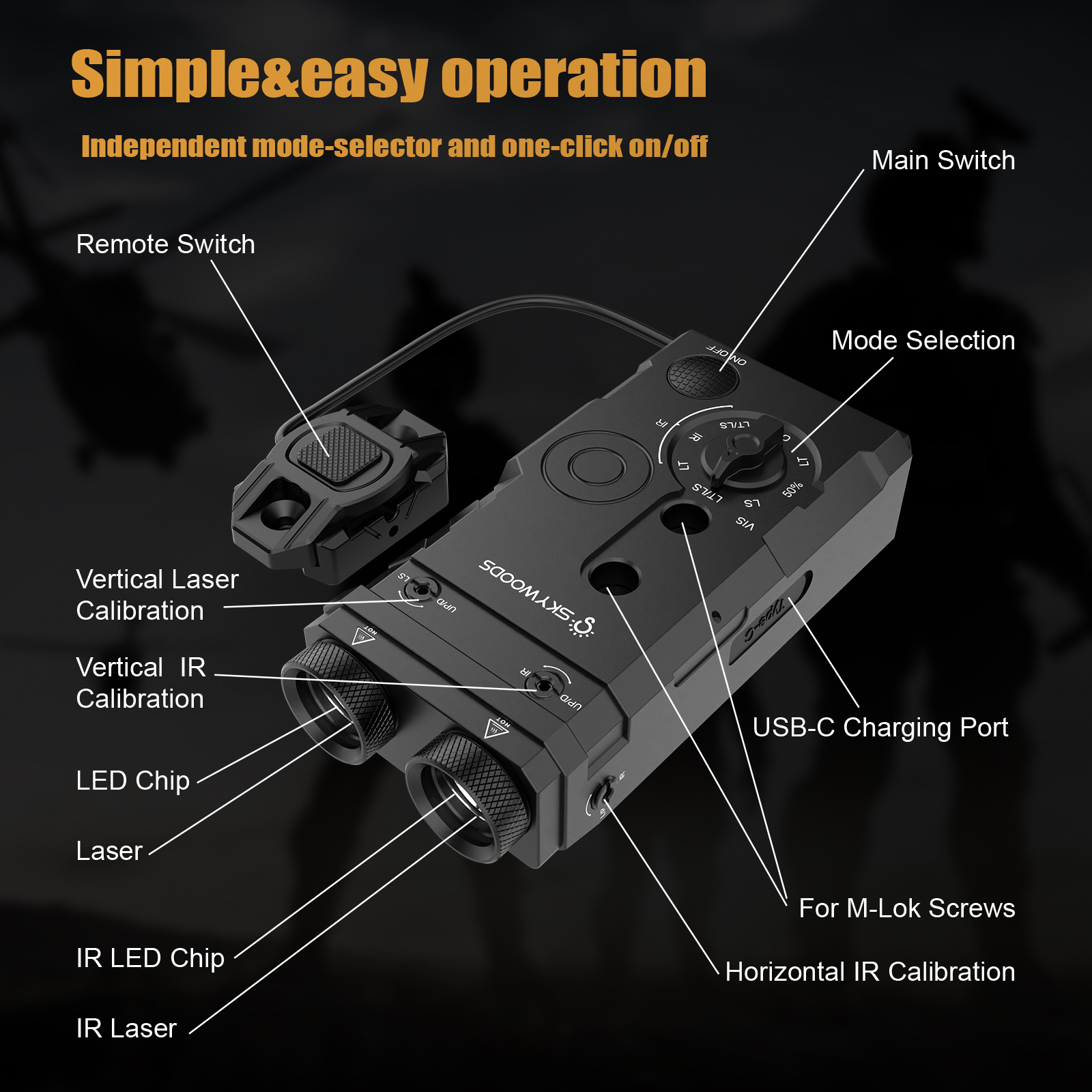 Skywoods - Tactical Rifle Light + Green Laser (1350lu) (RL1350)