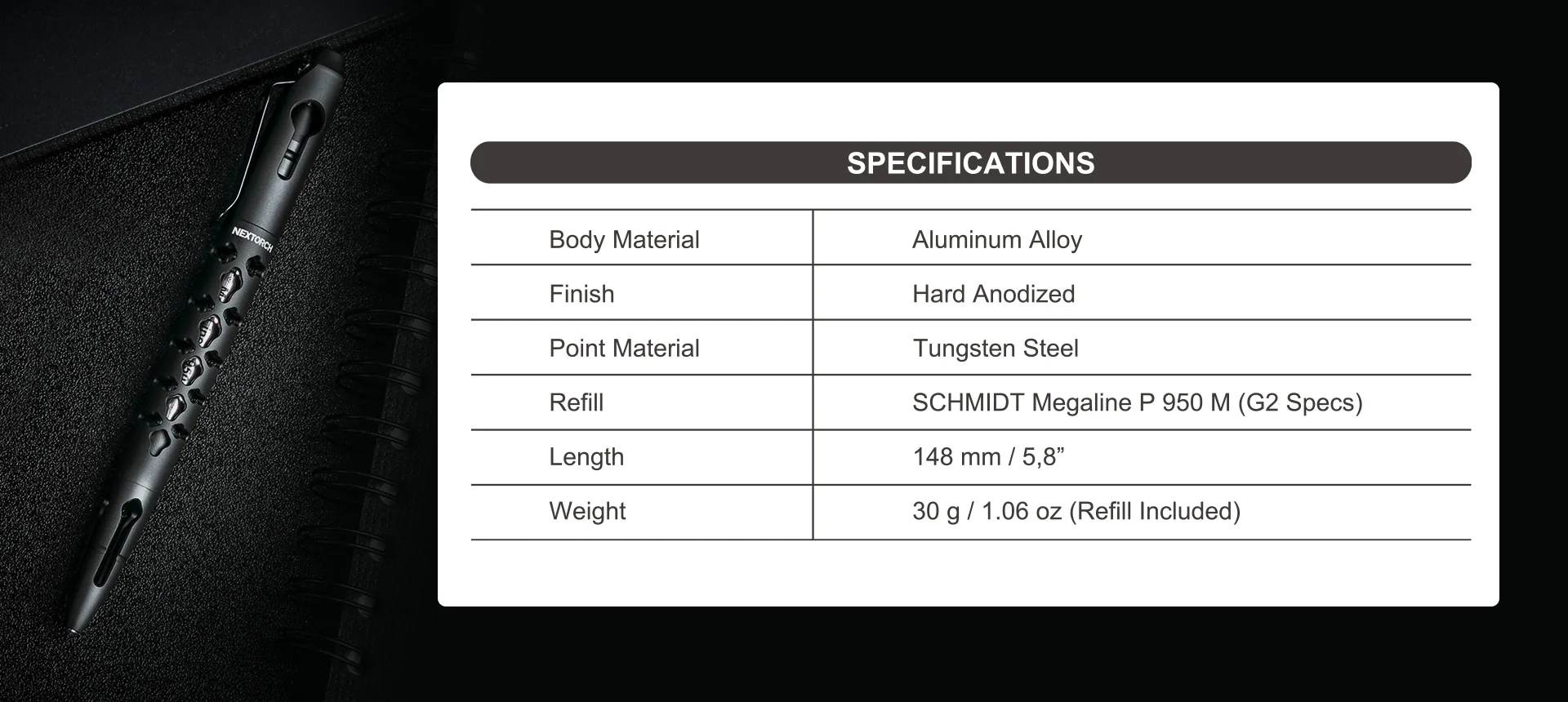 Nextorch - NP20 Tactical Pen with Tungsten-Steel Tip