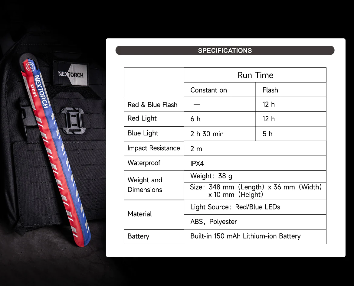 Nextorch - UT51 Red-Blue Flashing Warning Bracelet