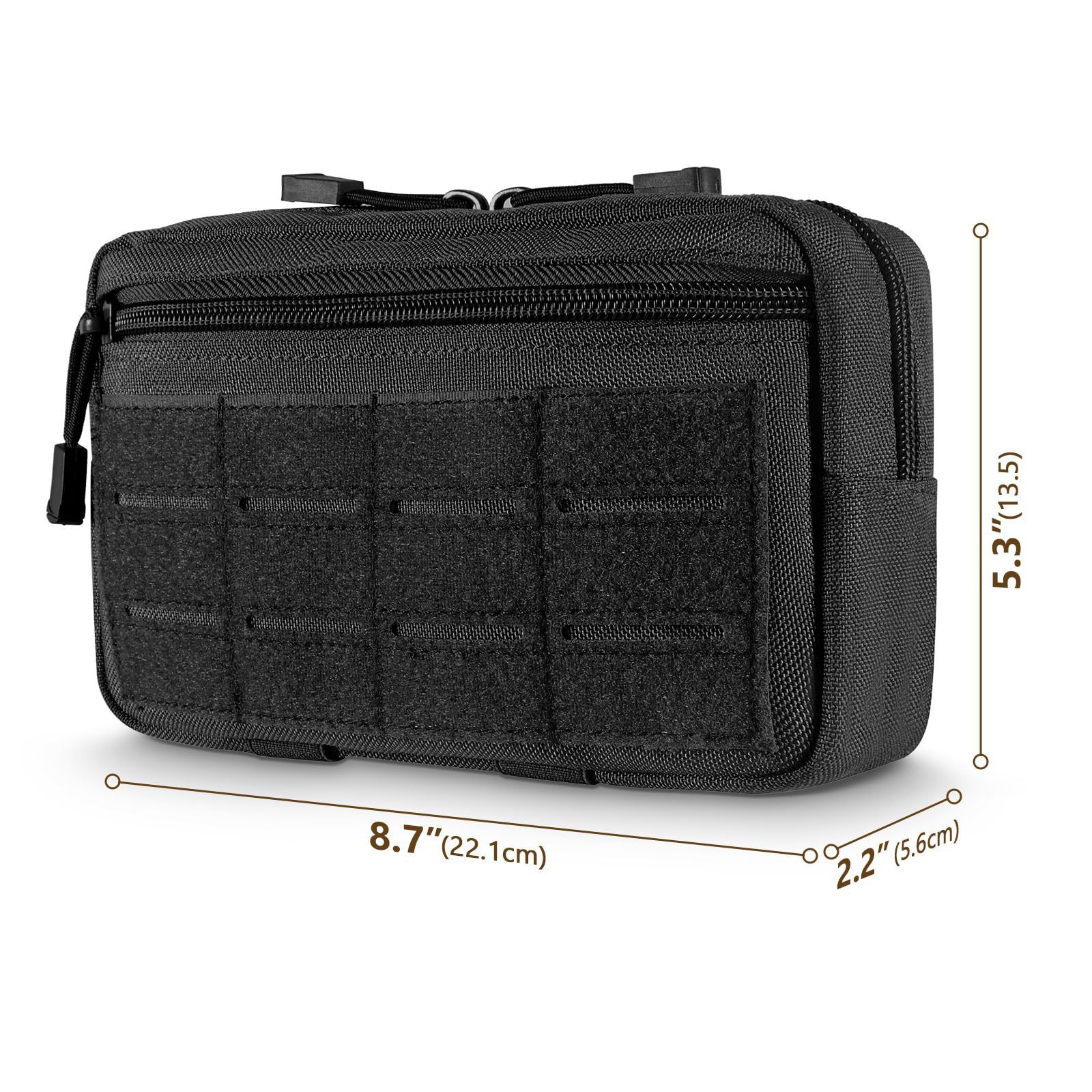 Black Stealth - Horizontal Utility Pouch with Velcro Molle Front