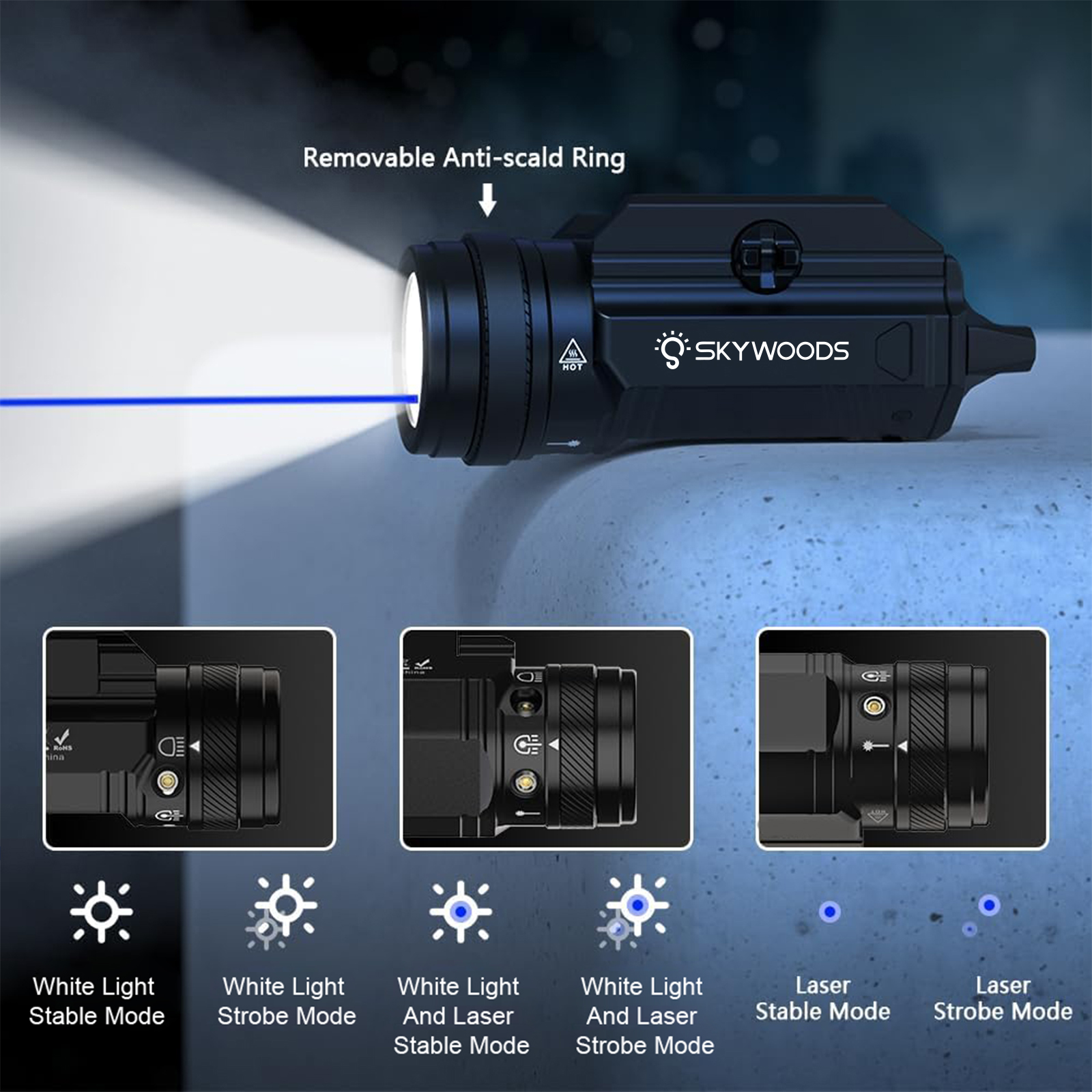 Skywoods - Tactical Pistol Light + Green Laser (800lu) (PL800)