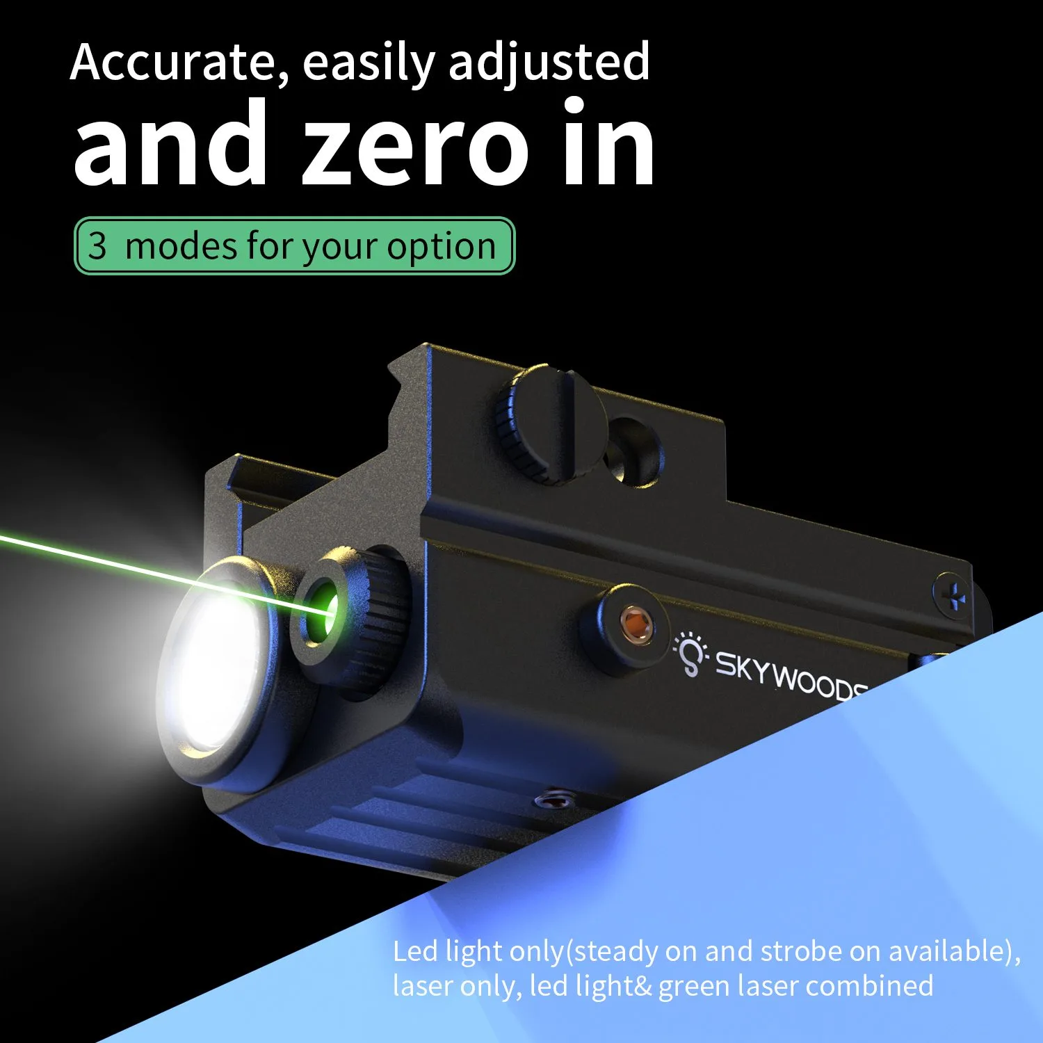 Skywoods - Tactical Pistol Light (300lu) + Green Laser (PL300G)