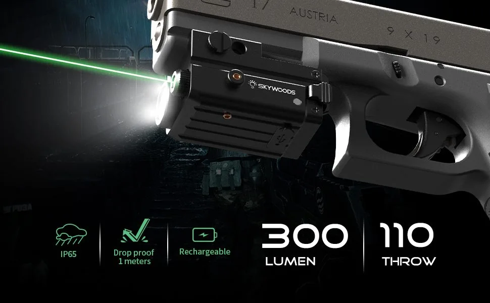 Skywoods - Tactical Pistol Light (300lu) + Green Laser (PL300G)