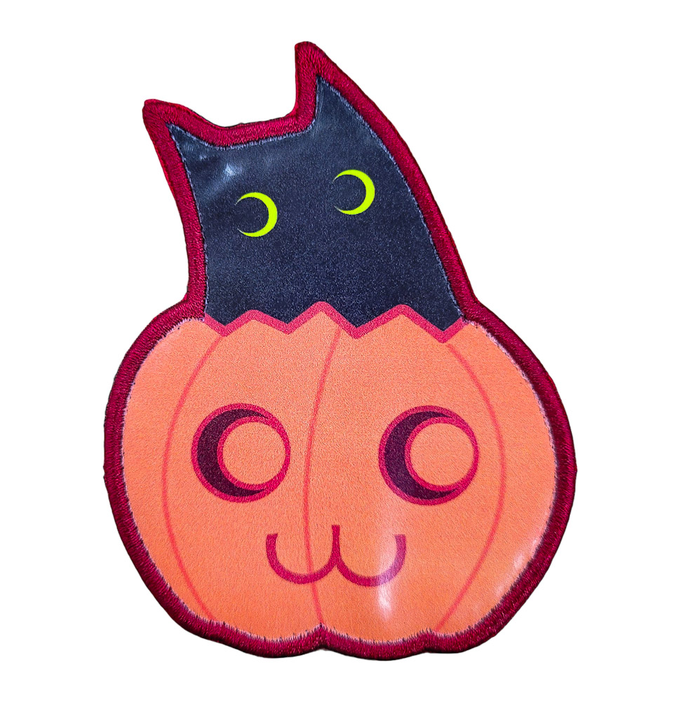 Printed Morale Patches - Pumpkin Cat Velcro Morale Patch