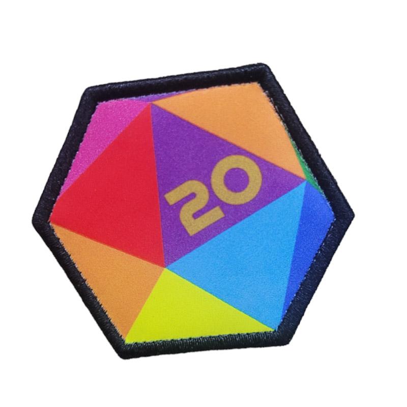 Printed Morale Patches - Pride D20 Dice Velcro Morale Patch