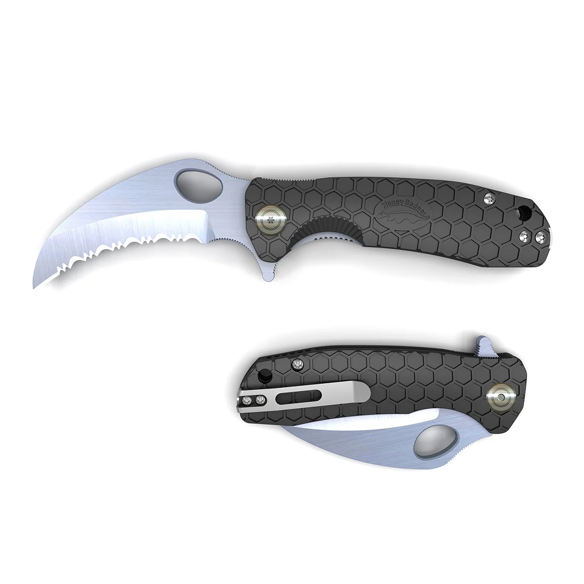 Honey Badger - Claw Heavy-Duty Ambidextrous Folding Knife – Tactical FRN Grip & Reversible Pocket Clip