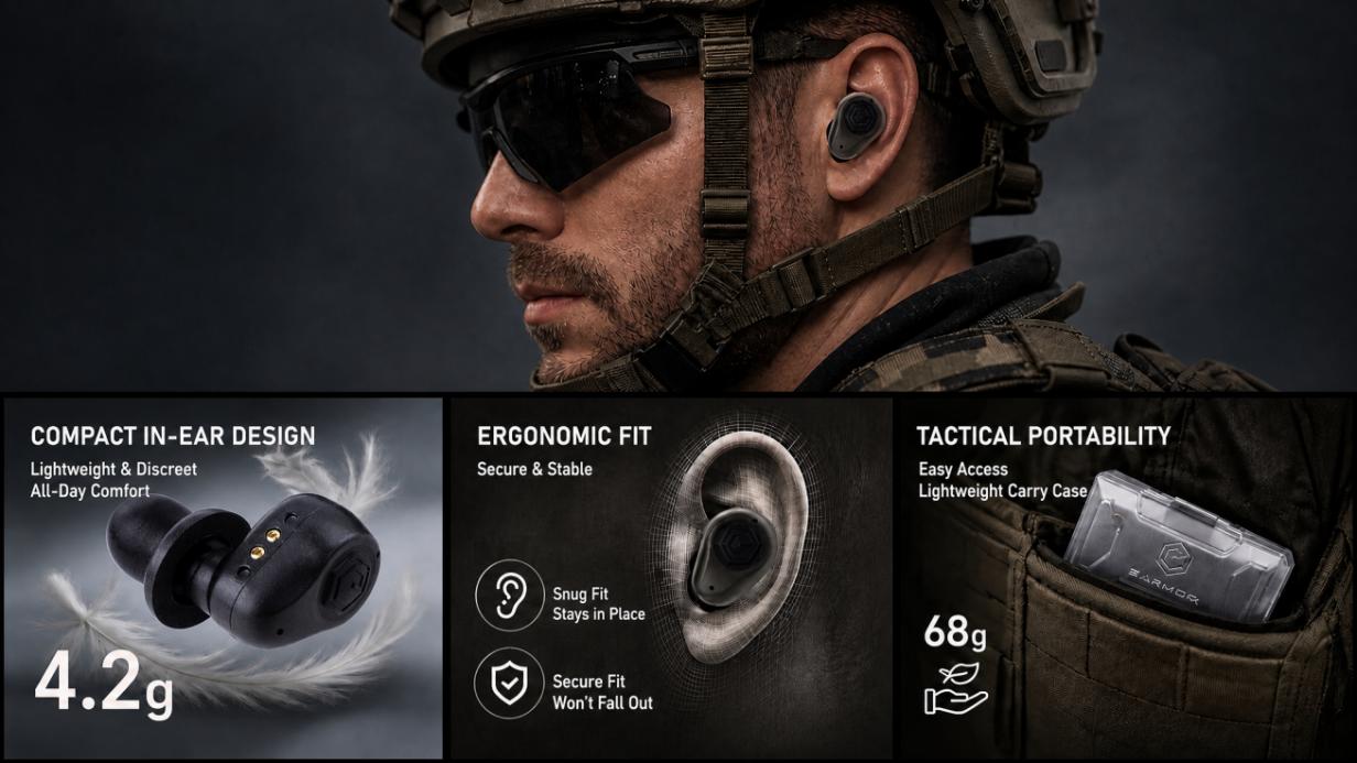 Compact in-ear design 4.2g lightweight ergonomic fit